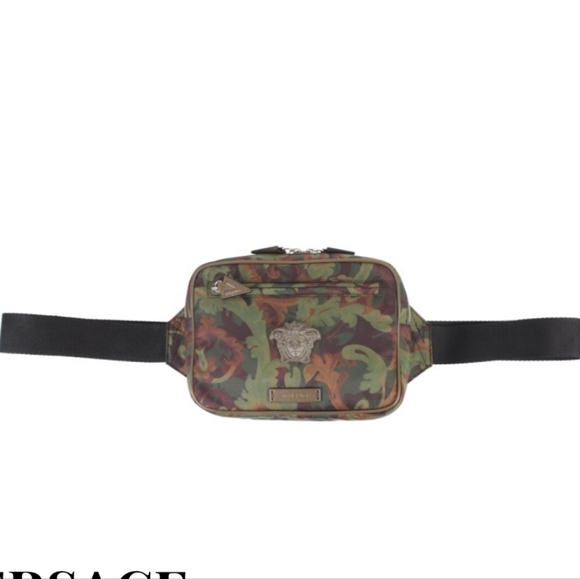 Versace NWTs Khaki Multicolor La Medusa Baroccoflage-Print Belt Bag - Picture 14 of 15